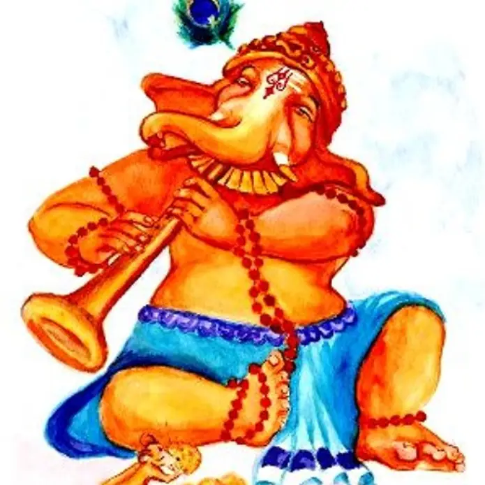 ganesh playing the flute
